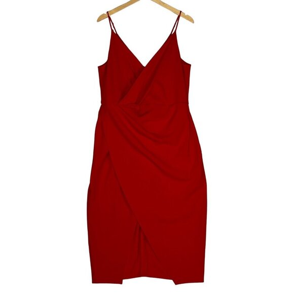 Betsey Johnson Dresses & Skirts - Betsey Johnson Wrap-Like Flame Red Sleeveless Midi Sheath Dress Plus Size 14
